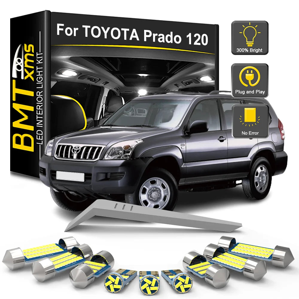 17-Piece LED Interior Light Kit for Toyota Prado 120 LC120 2002-2005 - Canbus Dome Map Door Trunk Bulbs | AUTOKITSHOP