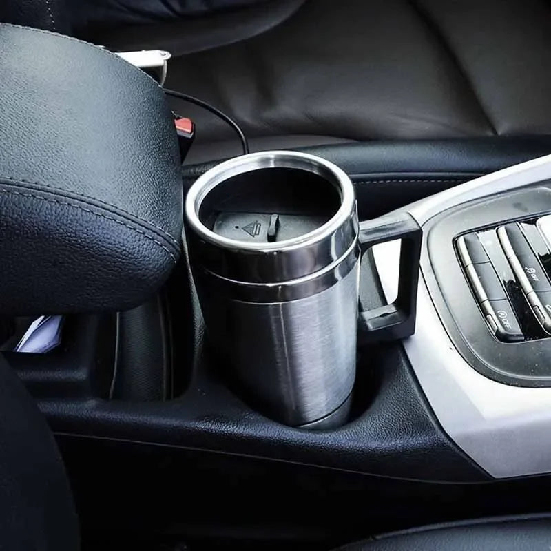 12V 500ML Car Electric Kettle Car Heating Cup Stainless Steel Thermos Heating Water Bottle Car K - Automotive LED Light
