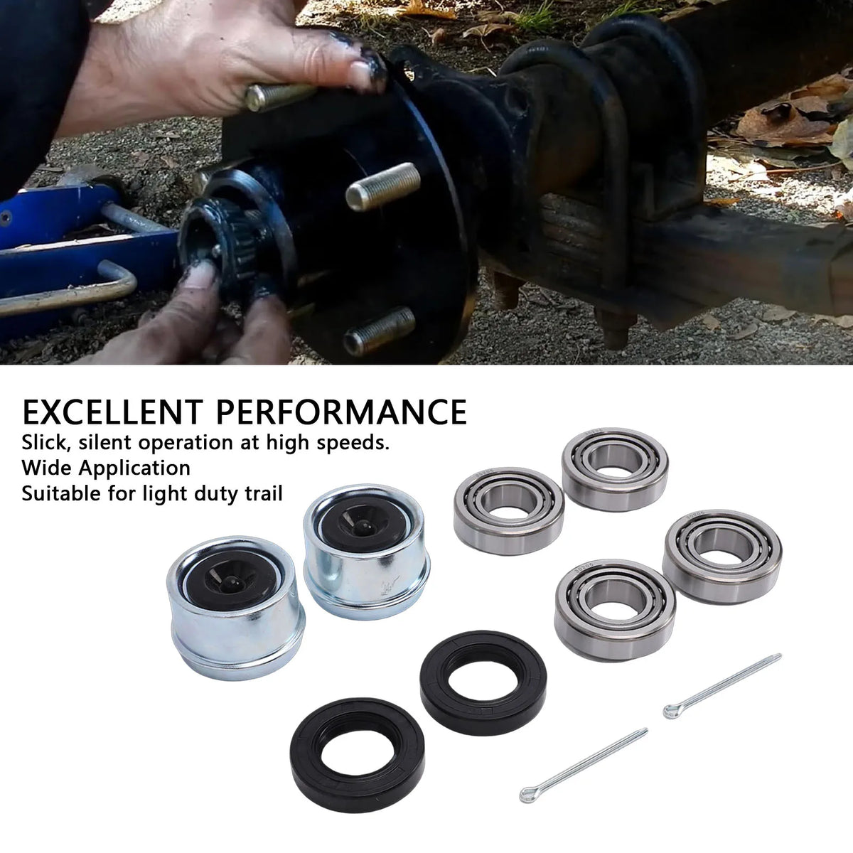 Trailer Wheel Hub Bearings Kit 30205 Bearings TC Seals Dust Covers and Split Pins Kit for Light  - Automotive LED Light