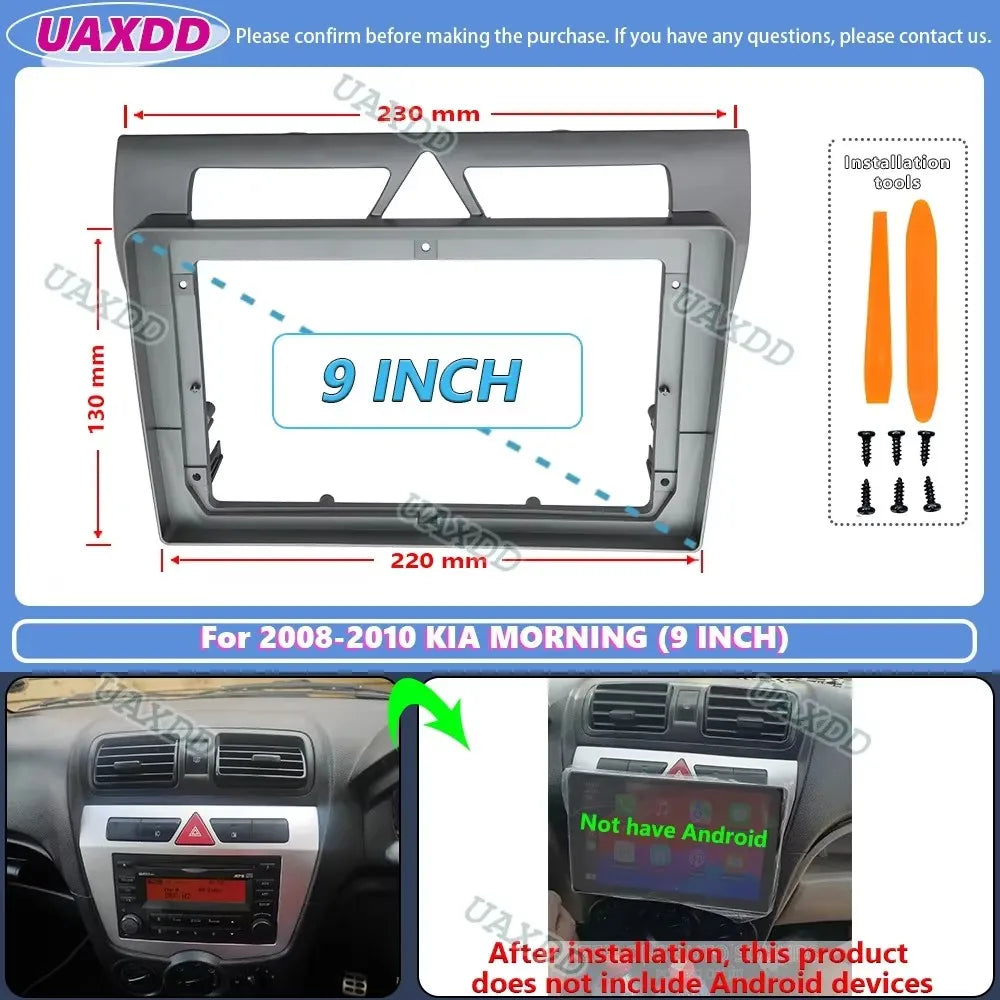 For 2008-2010 KIA Morning Picanto 9INCH Car Stereo Radio Android Frame Panel Fascia Cable