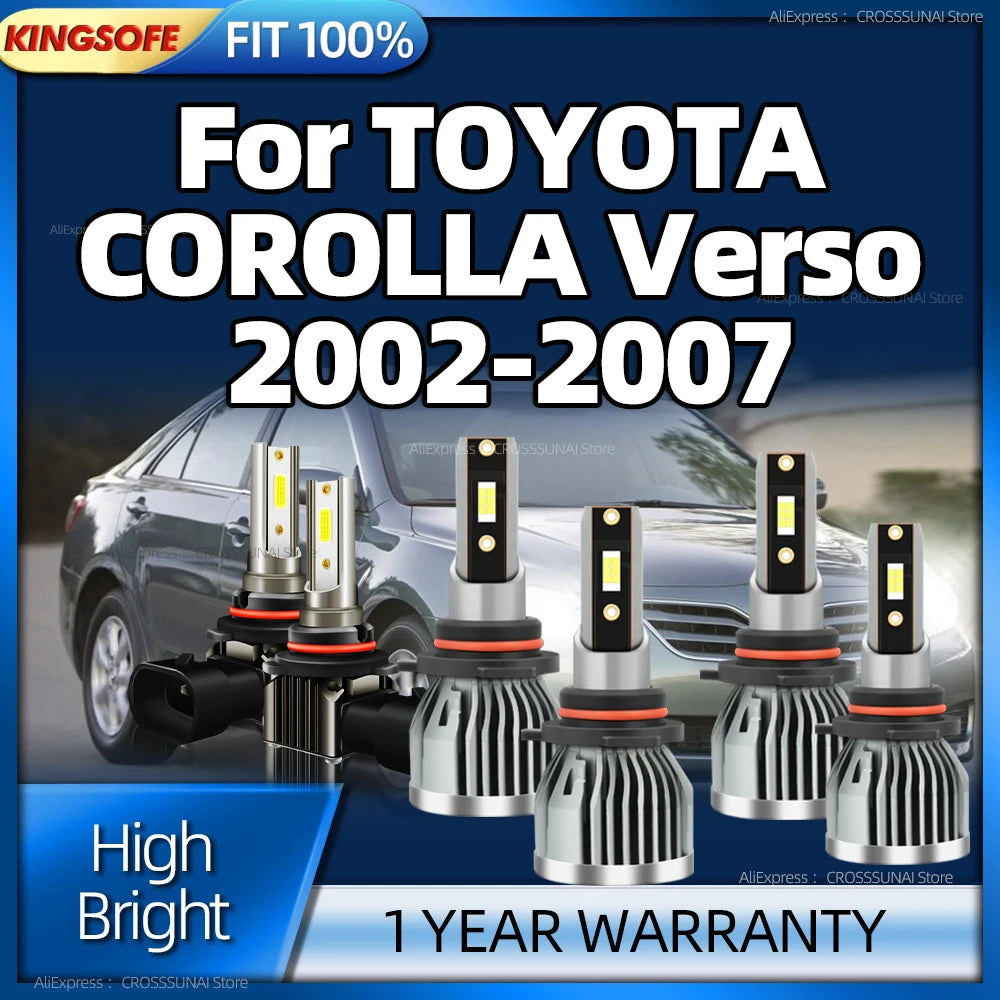 2/6Pcs 6000K HB3 HB4 Canbus Led Lamp CSP 3570 Car Headlight Fog Light For TOYOTA COROLLA V