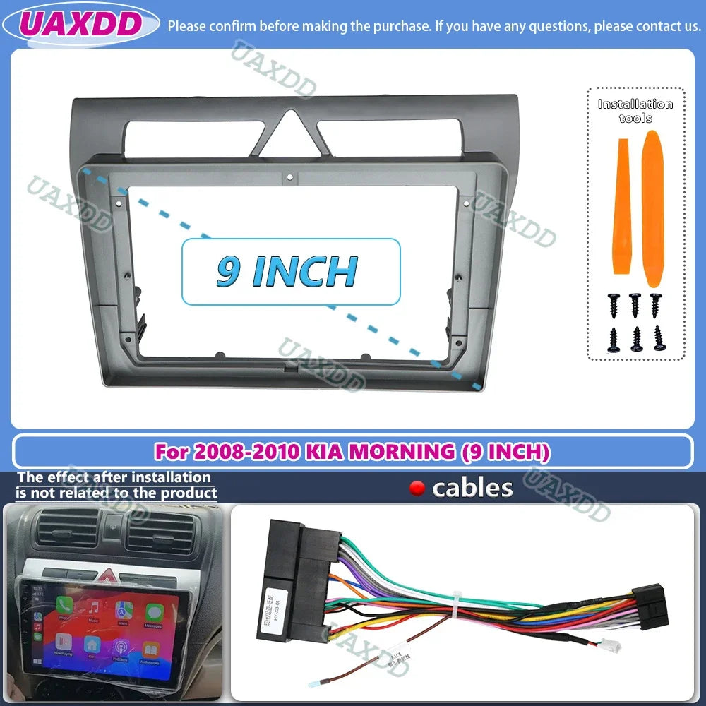 For 2008-2010 KIA Morning Picanto 9INCH Car Stereo Radio Android Frame Panel Fascia Cable