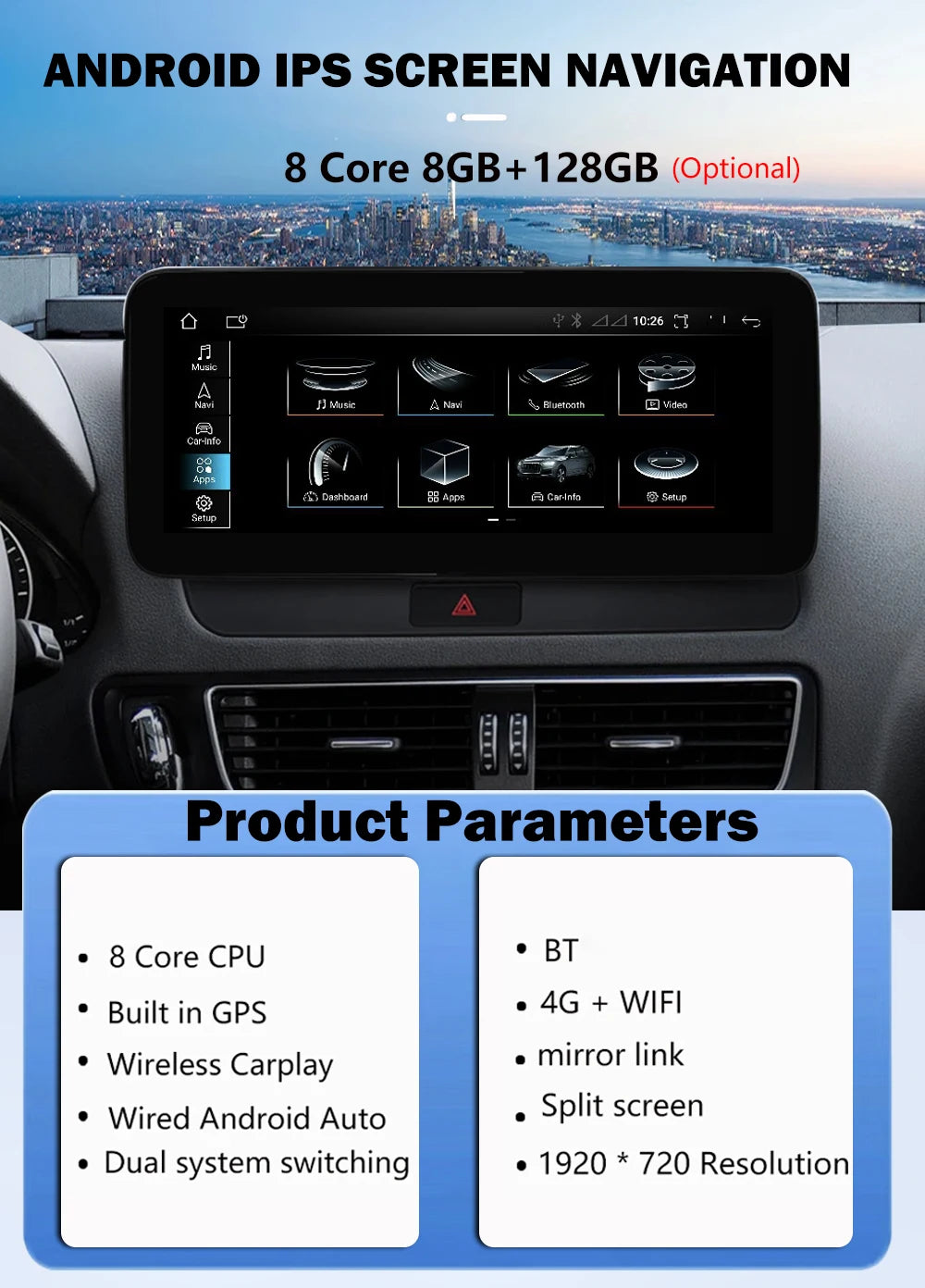 Carplay Auto Car Radio 8 Core DSP Car Multimedia Android Auto For Audi Q5 2009 - 2016 Play