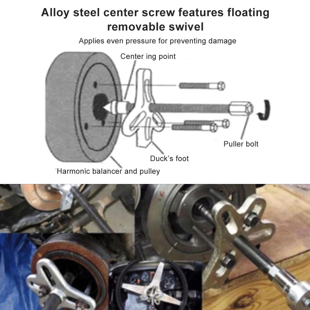 Car Steering Wheel Puller Kit Remover Harmonic Balancer Gear Pulley Car Repair Tool Harmonic Bal - Automotive LED Light
