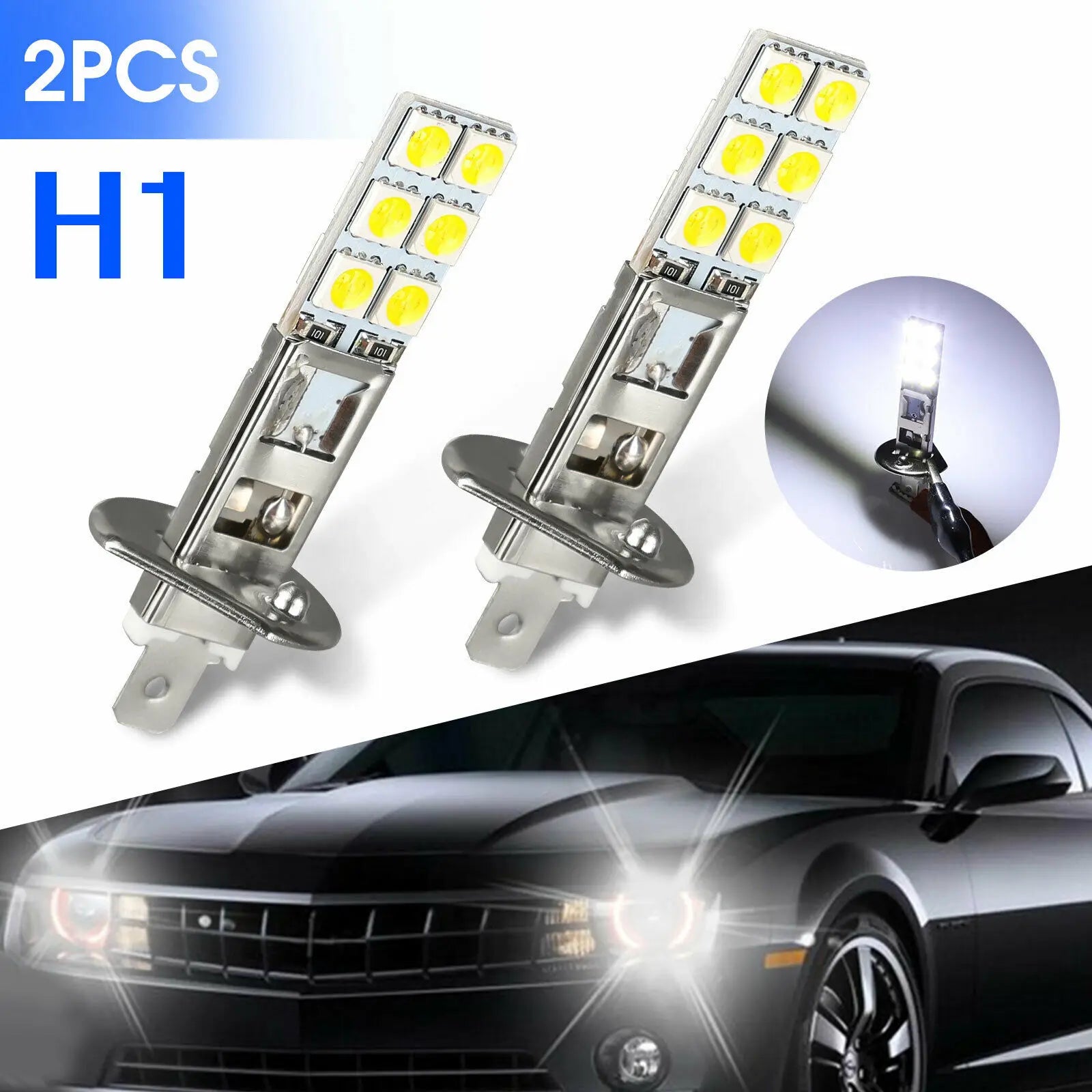 H1 H3 LED Bulbs 7200LM 6000K Super White Car Fog Light Day Night Driving Running Light Lam