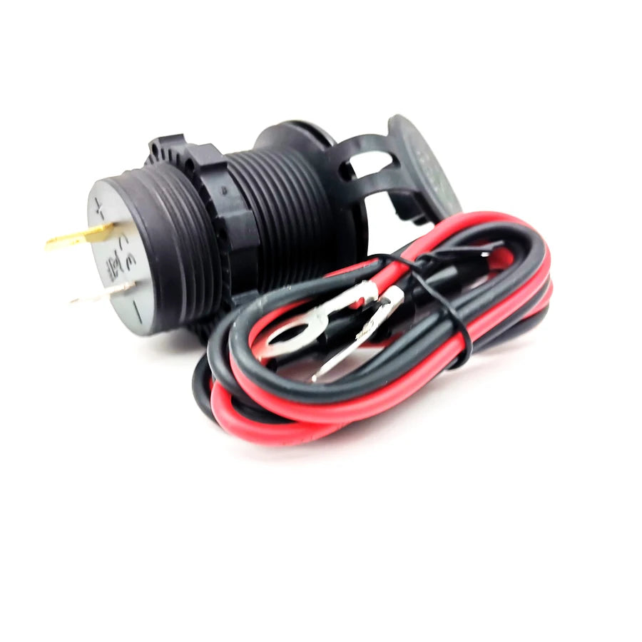 Dual Port 2.4A USB Power Charger Blue LED w/ Wire Fuse for Motorcycle ATV Boat