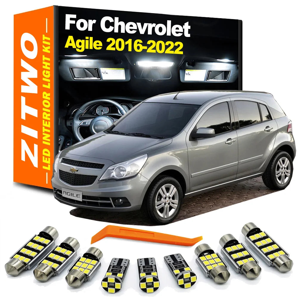 ZITWO 8Pcs LED Interior Reading Map Trunk Light Kit For Chevrolet Chevy Agile 2016 2017 2018 2019 2020 2021 2022 Accessories