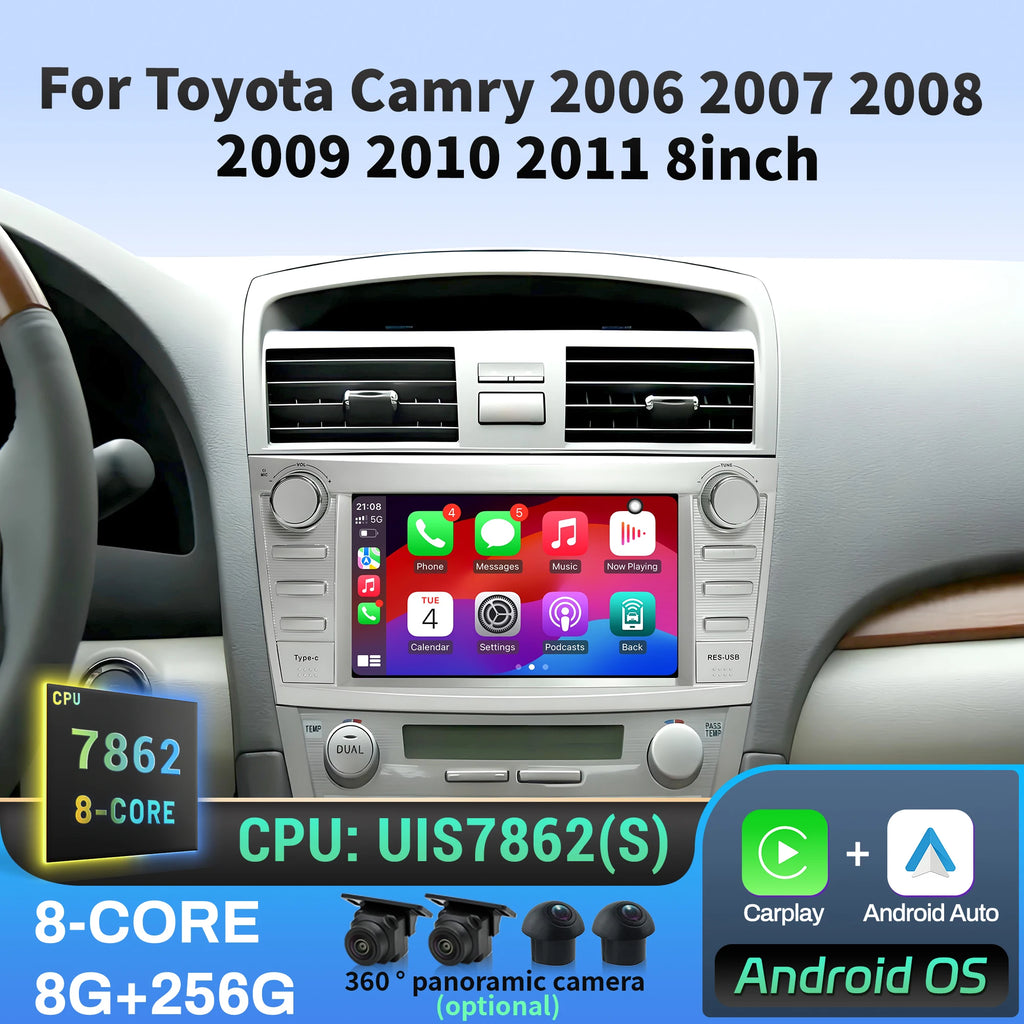 8 inch Android 14 Car Radio For Toyota Camry 2006 2007 2008 2009 2010 2011 Wireless Blueto