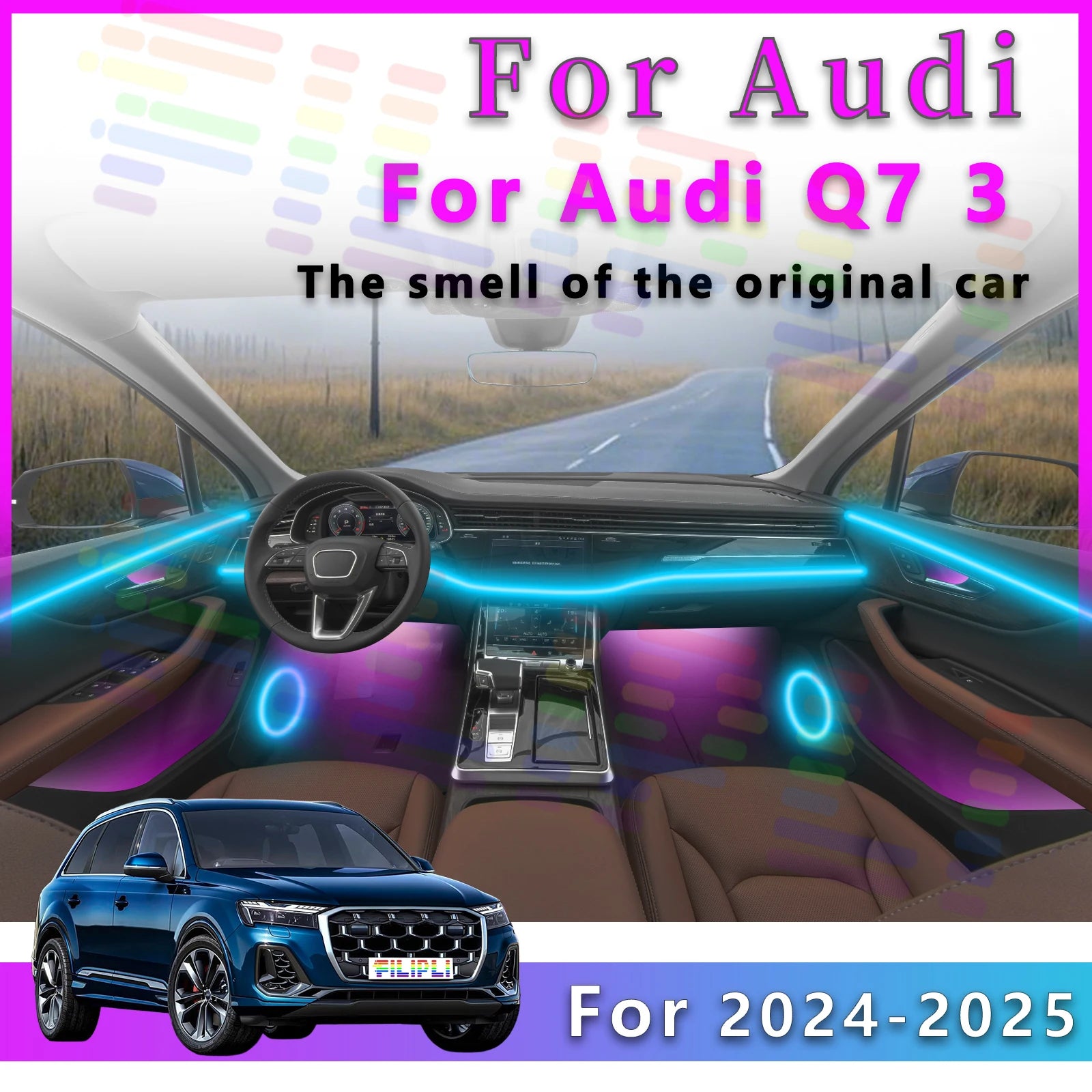 RGB - Ambient Light - for Audi Q7 2024-2025 - Car Interior Lighting | AUTOKITSHOP