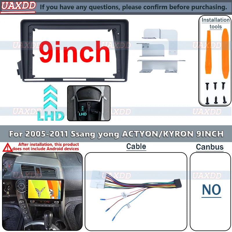For 2005-2011 SSANG YONG ACTYON, KYRON LHD Player Radio Android Stereo Harness Screens Nav
