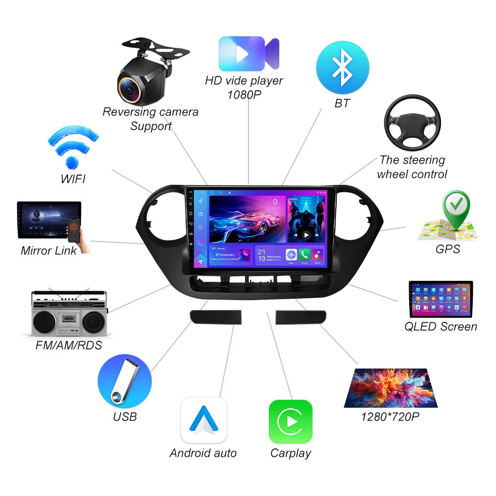 2 Din Car Radio For Hyundai Grand I10 I 10 2013 2014 2015 2016 2017 2018 Stereo Multimedia | AUTOKITSHOP