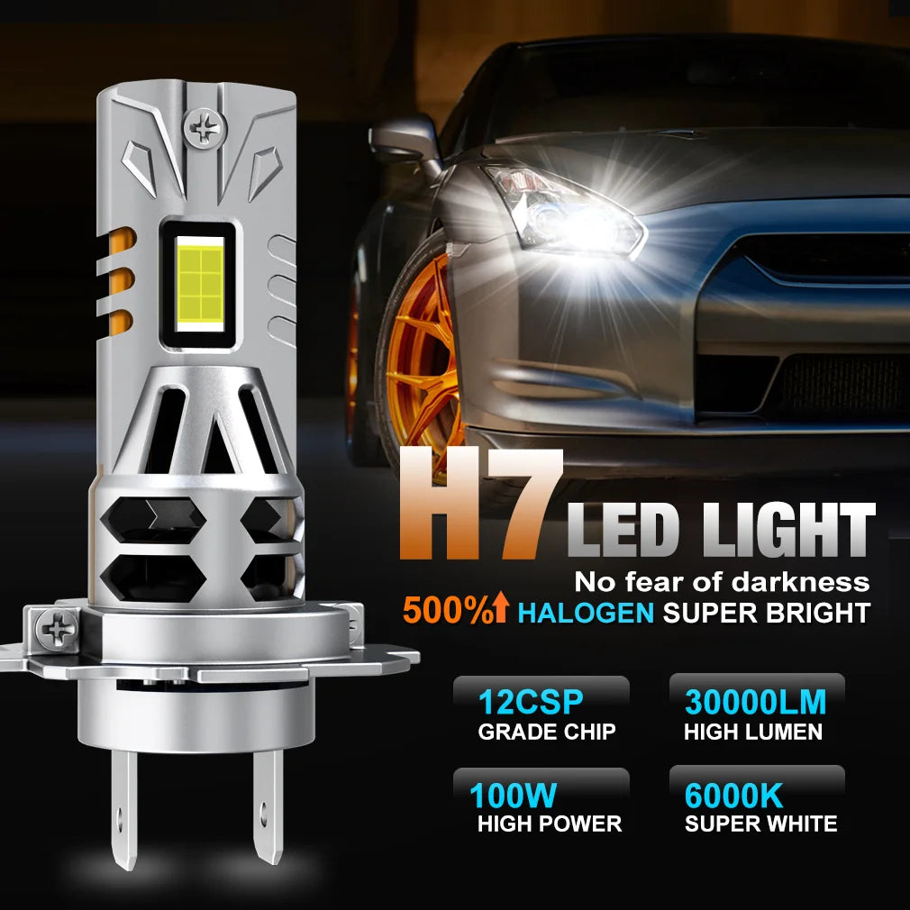 S&D H7 LED Headlight 30000LM 100W Car Headlight Bulb Super Bright 6000K White CANBUS Plug