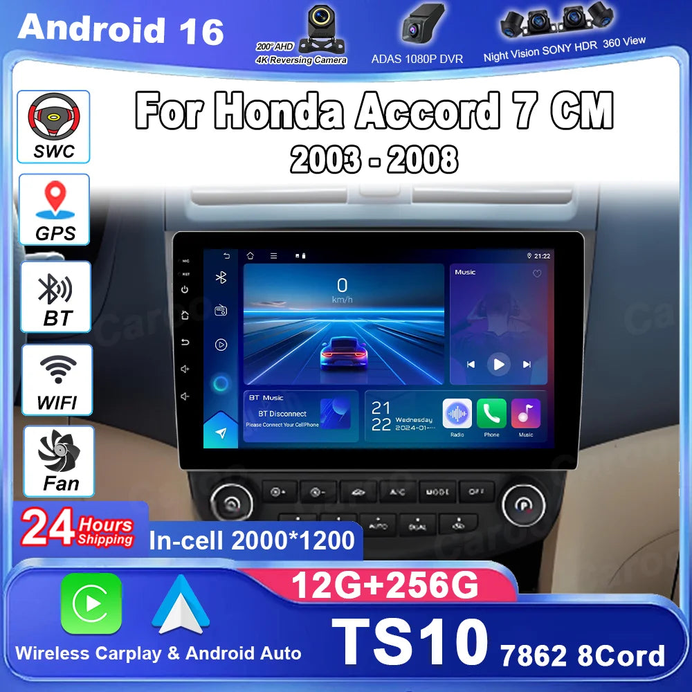 Car Android 16 GPS Navigation For Honda Accord 7 CM 2003-2008 Auto Radio Stereo Multimidia