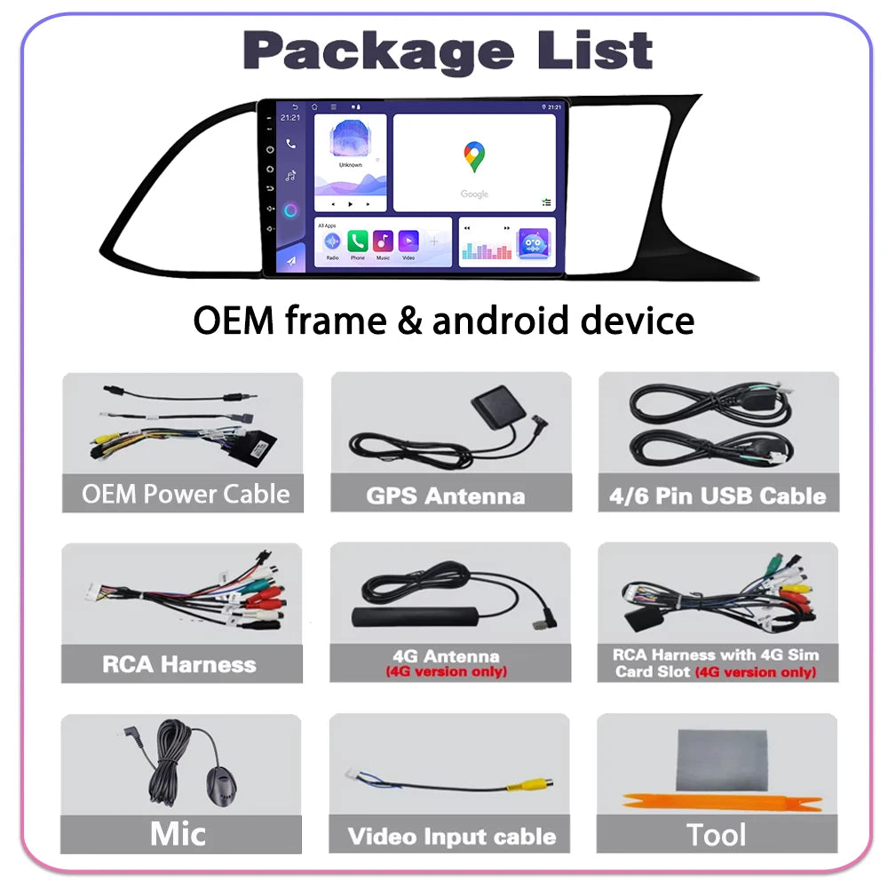 RHD For Seat Leon 3 MK3 2012 2013 2014 2015 - 2020 Android 16 Multimedia System Car Radio