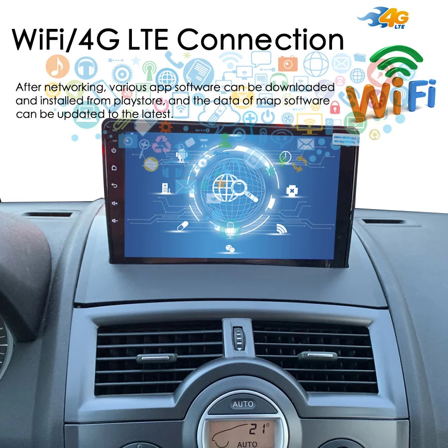 Wireless CarPlay Android 13 AI Voice Car Radio 8GB+128GB GPS Navigation For Renault Megane