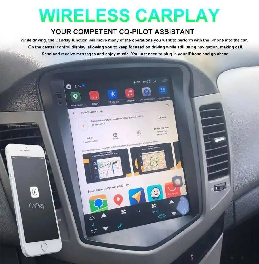10.4inch Vertical Screen Car Radio Android 15 CarPlay Multimedia Video Player For Chevrole