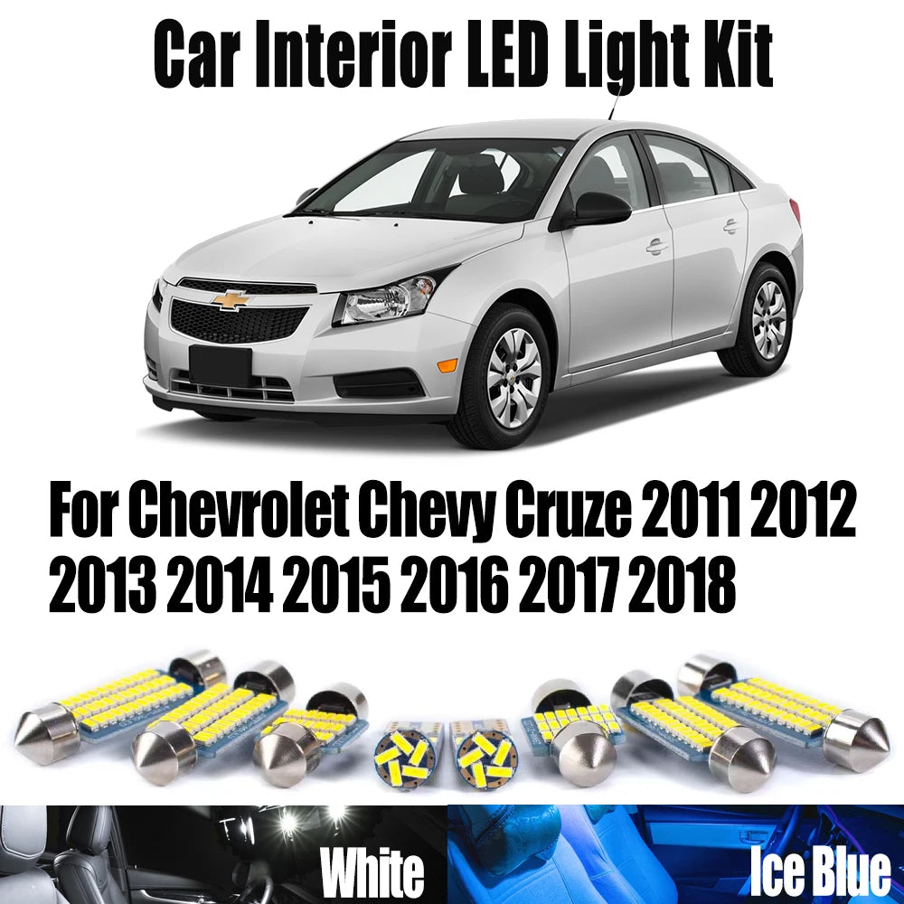 LED Interior Light Kit for Chevrolet Chevy Cruze 2015-2017 - Canbus Dome Map Door Trunk Bulbs | AUTOKITSHOP