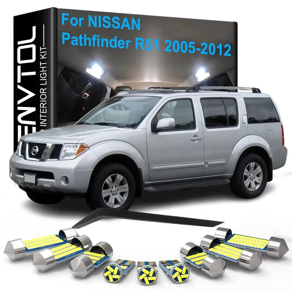 13-Piece LED Interior Light Kit for Nissan Pathfinder R51 2005-2012 - Canbus Dome Map Door Trunk Bulbs | AUTOKITSHOP