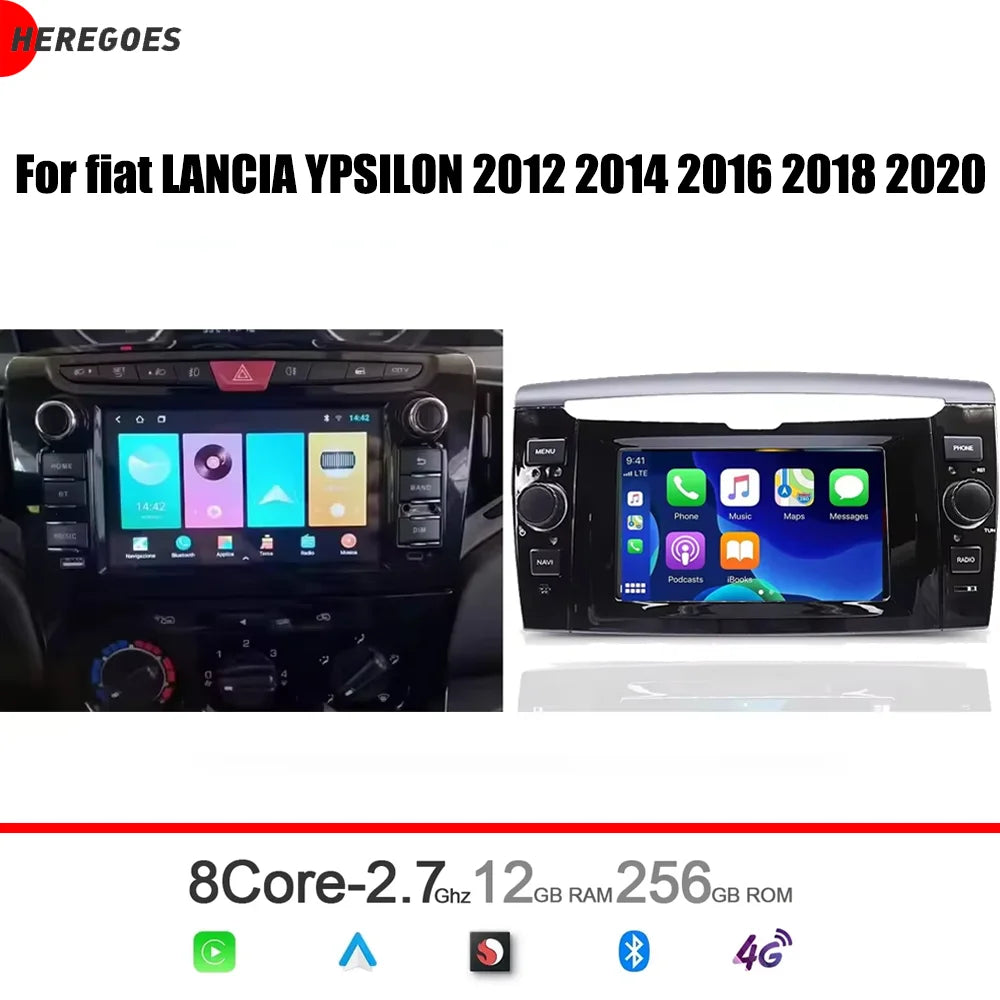 7" Android 15.0 Car Radio GPS 12GB RAM 256GB ROM Multimedia Player for Fiat LANCIA YPSILON 2012-2020 - High Performance