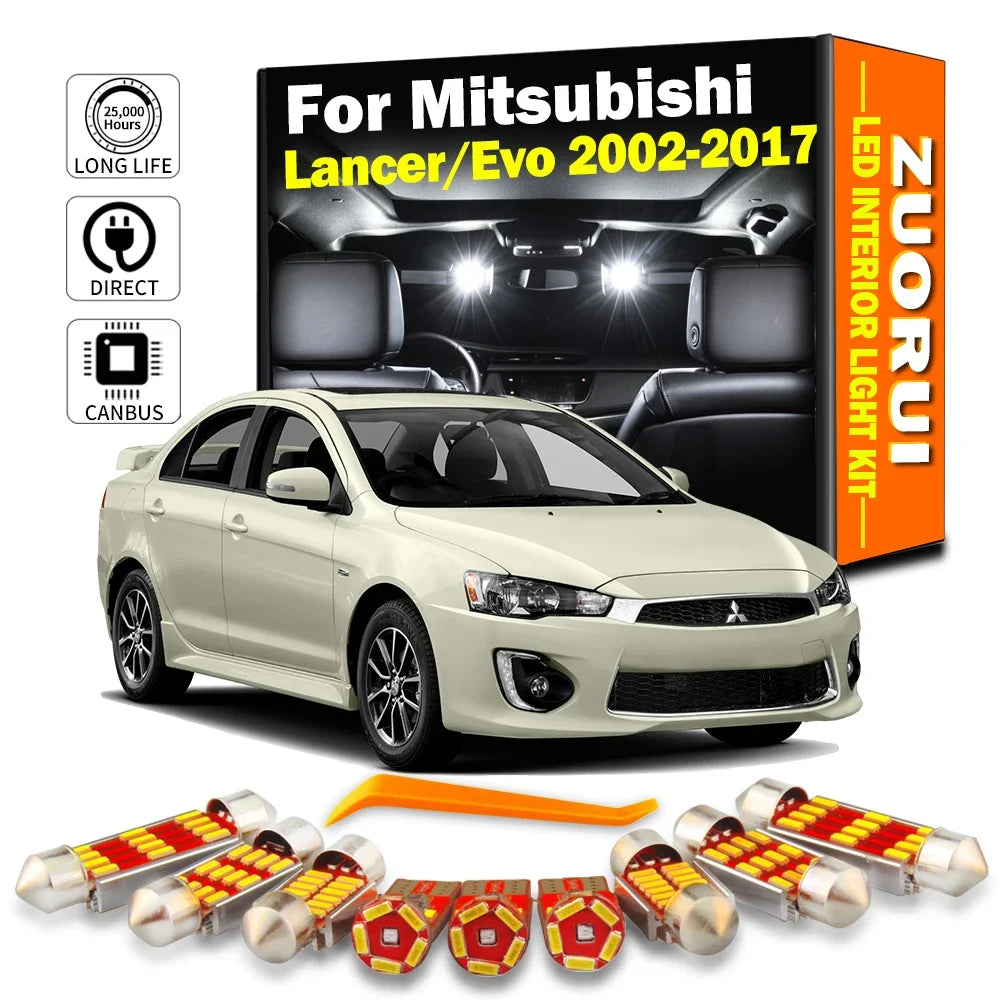 LED Interior Light Kit for Mitsubishi Lancer Evo Evolution 7 8 9 10 VII VIII IX X 2002- 2015 - Canbus Dome Map Door T...