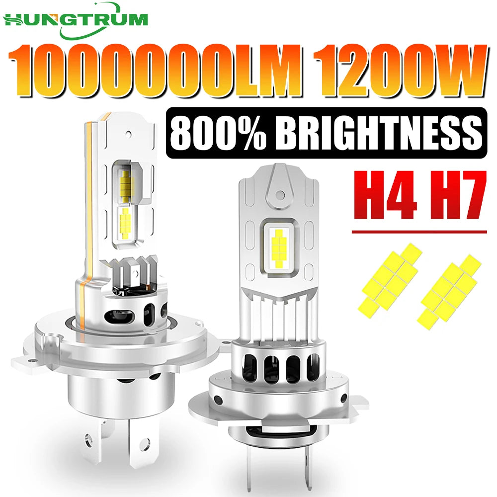 H4 H7 LED Upgraded Headlight 1000000LM 800% Brightness Headlamp CANBUS With Fan 1:1 Haloge