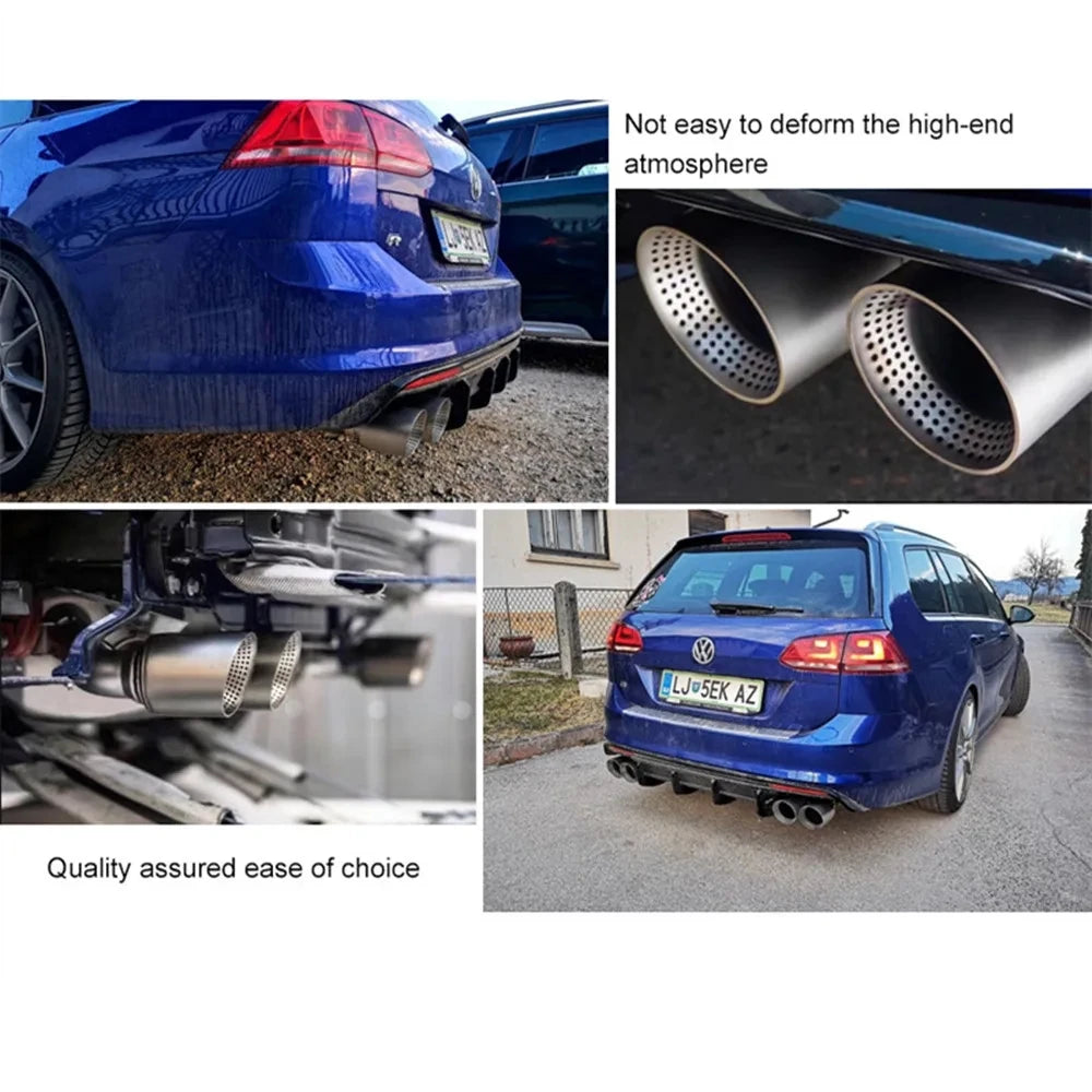 1Pcs Double Matte Stainless Steel Car Muffler Tip Exhaust Tip System Pipe Universal Exhaust Tip  - Automotive LED Light