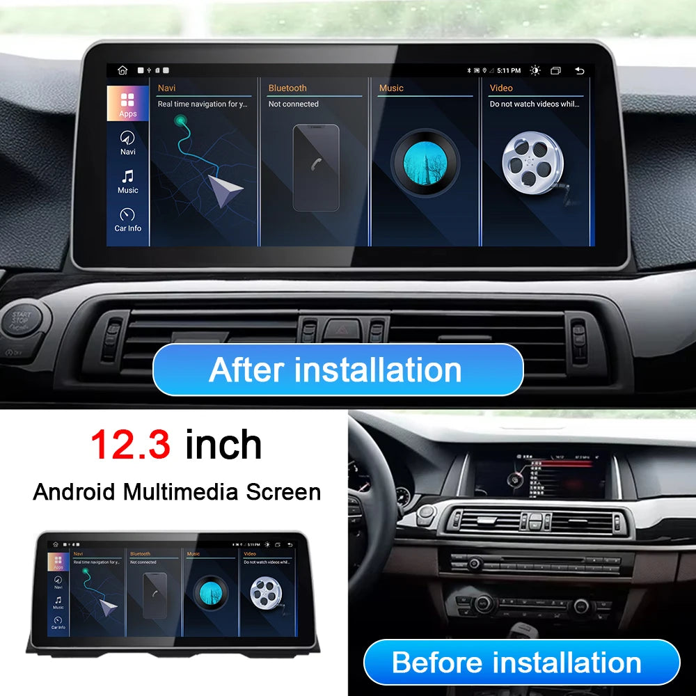 12.3" GPS Stereo Navigation For BMW 5 Series F10 F11 F07 F18 2010 - 2017 Multimedia Player
