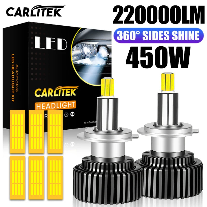 450W 220000LM H4 H7 Led Headlight Bulb 360 Mini H1 H8 H11 Fog Light 9012 Hir2 9006 HB4 HB3