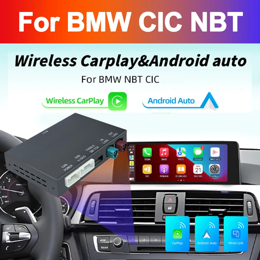 Wireless Carplay Android Decoder for BMW CIC System NBT ID4 System Support Android Auto Mi