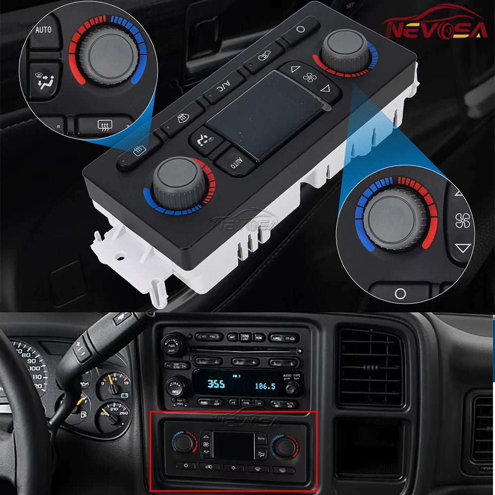 15855848 A/C AC Heater Climate Control Switch Panel For 2003-06 Chevy Silverado  for GMC H2 - Automotive LED Light