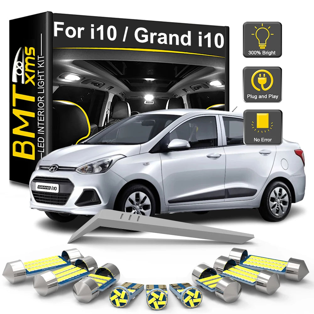 9-Piece LED Interior Light Kit for Hyundai i10 Grand i10 N Line 2007-2018 - Canbus Dome Map Door Trunk Bulbs | AUTOKI...