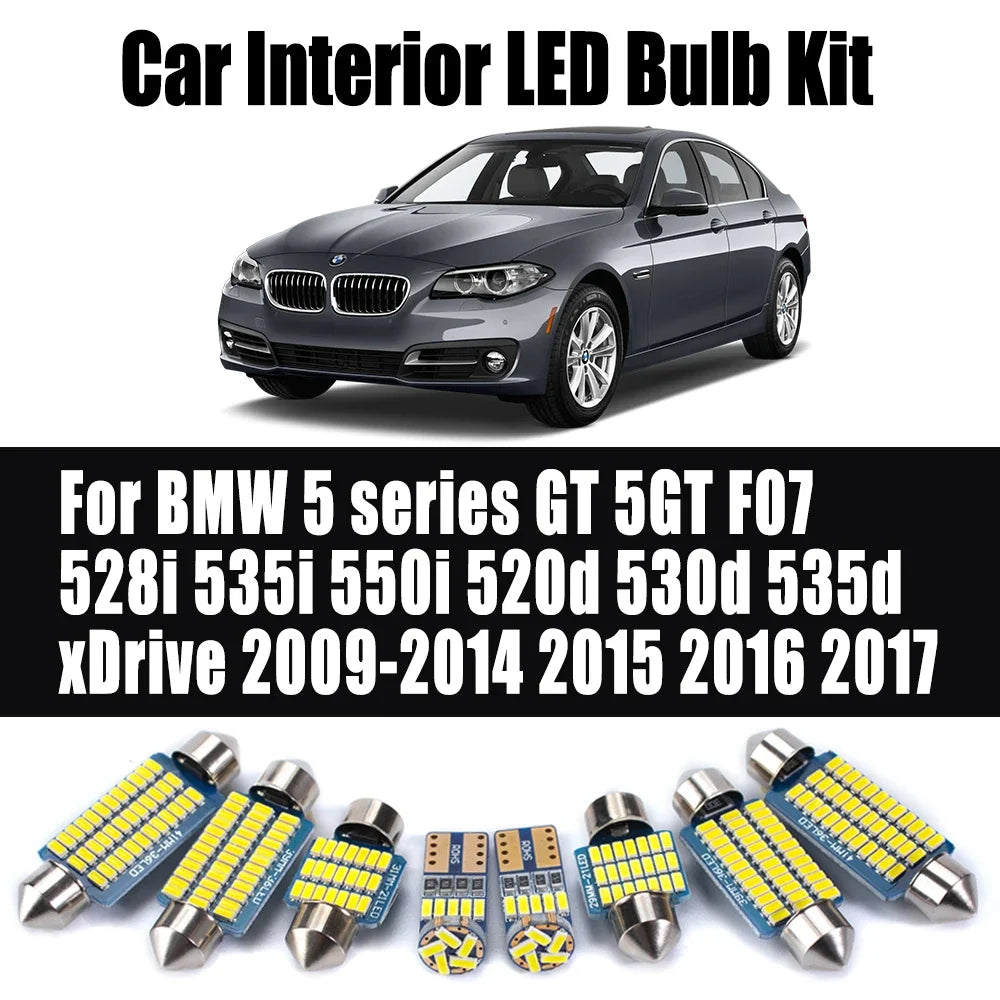 26-Piece LED Interior Light Kit for BMW 5 series GT 5GT F07 528i 535i 550i 520d 530d 535d xDrive 2009-2017 - Canbus D...