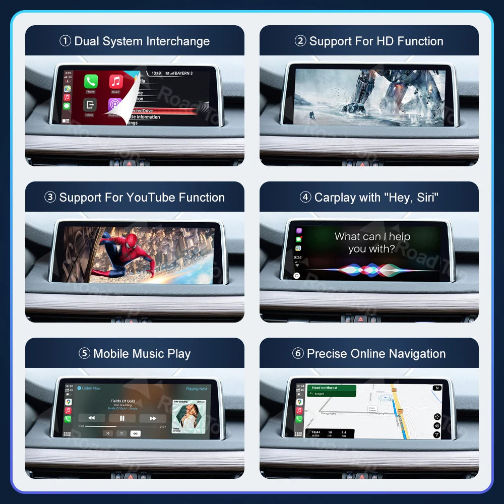Road Top Wireless CarPlay Android Auto for BMW NBT EVO X5 F15 X6 F16 2014-2020 X1 F48 2016 | AUTOKITSHOP