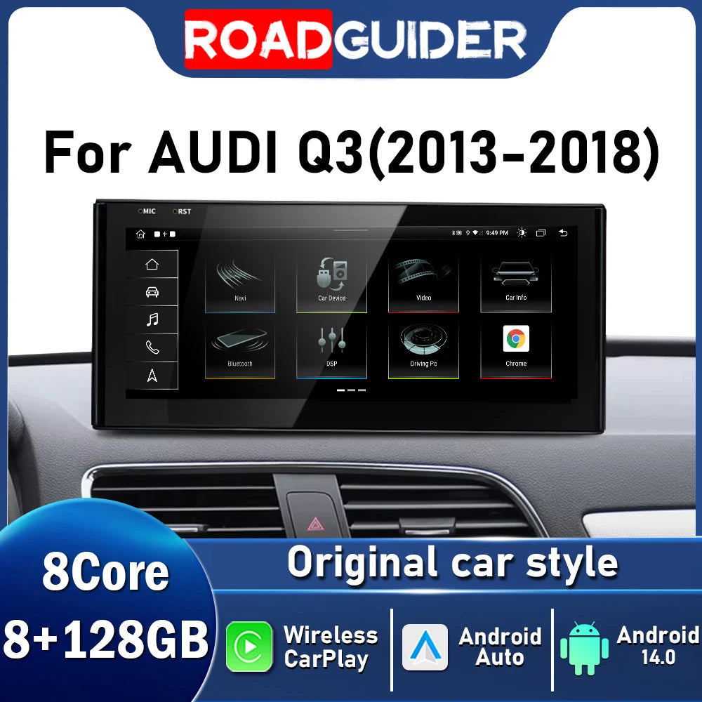 10.25INCH 8 Core Android 14 For Audi Q3 2013-2018 RMC HN-R System Car Multimedia Stereo 8+