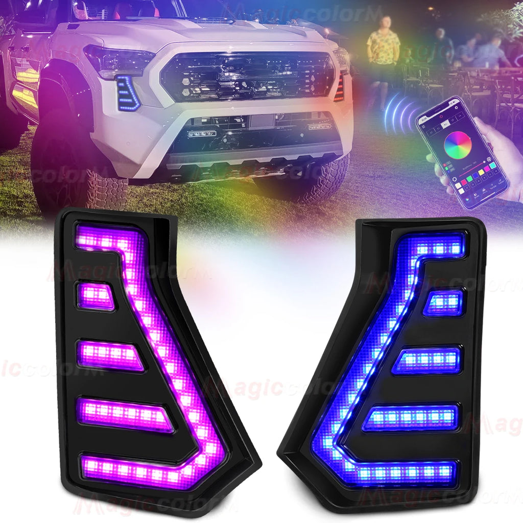 64 Colors DRL For Toyota Tacoma 2024 2025 LED Daytime Running Lights RGB Turn Signal Lamp  | AUTOKITSHOP