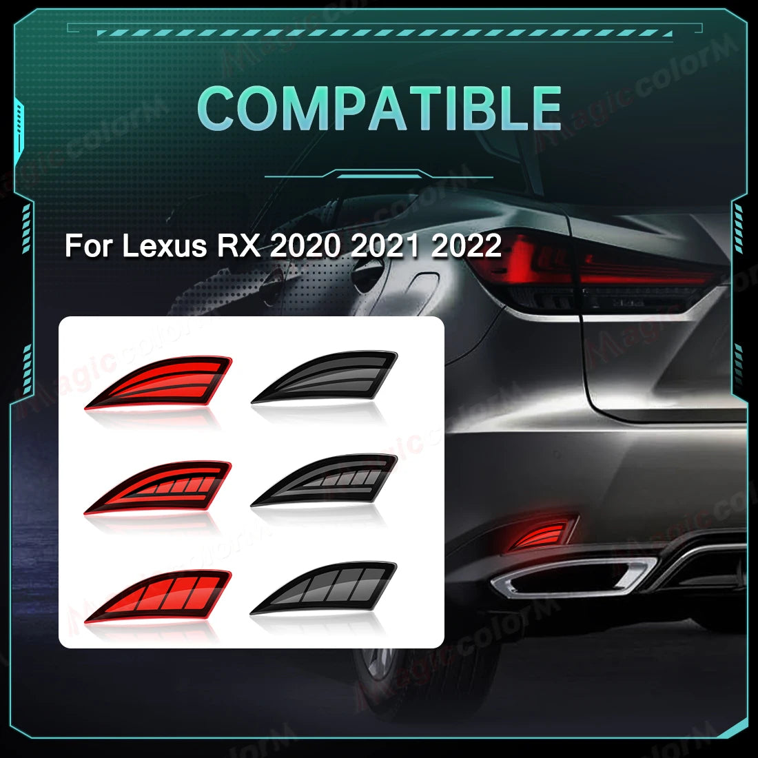 Rear Bumper Reflector Lights For Lexus RX350 RX450h 2020 2021 2022 Driving Dynamic Turn Si | AUTOKITSHOP