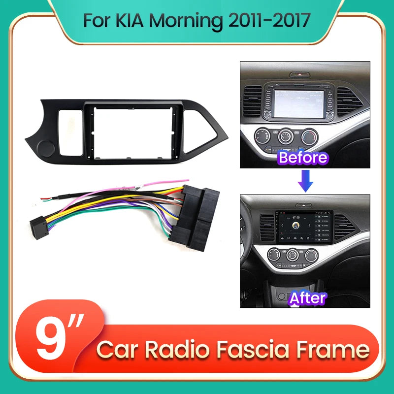 9 Inch Car Radio Fascias for KIA Morning 2011-2017 Dashboard Installation Accessories 2 Di | AUTOKITSHOP