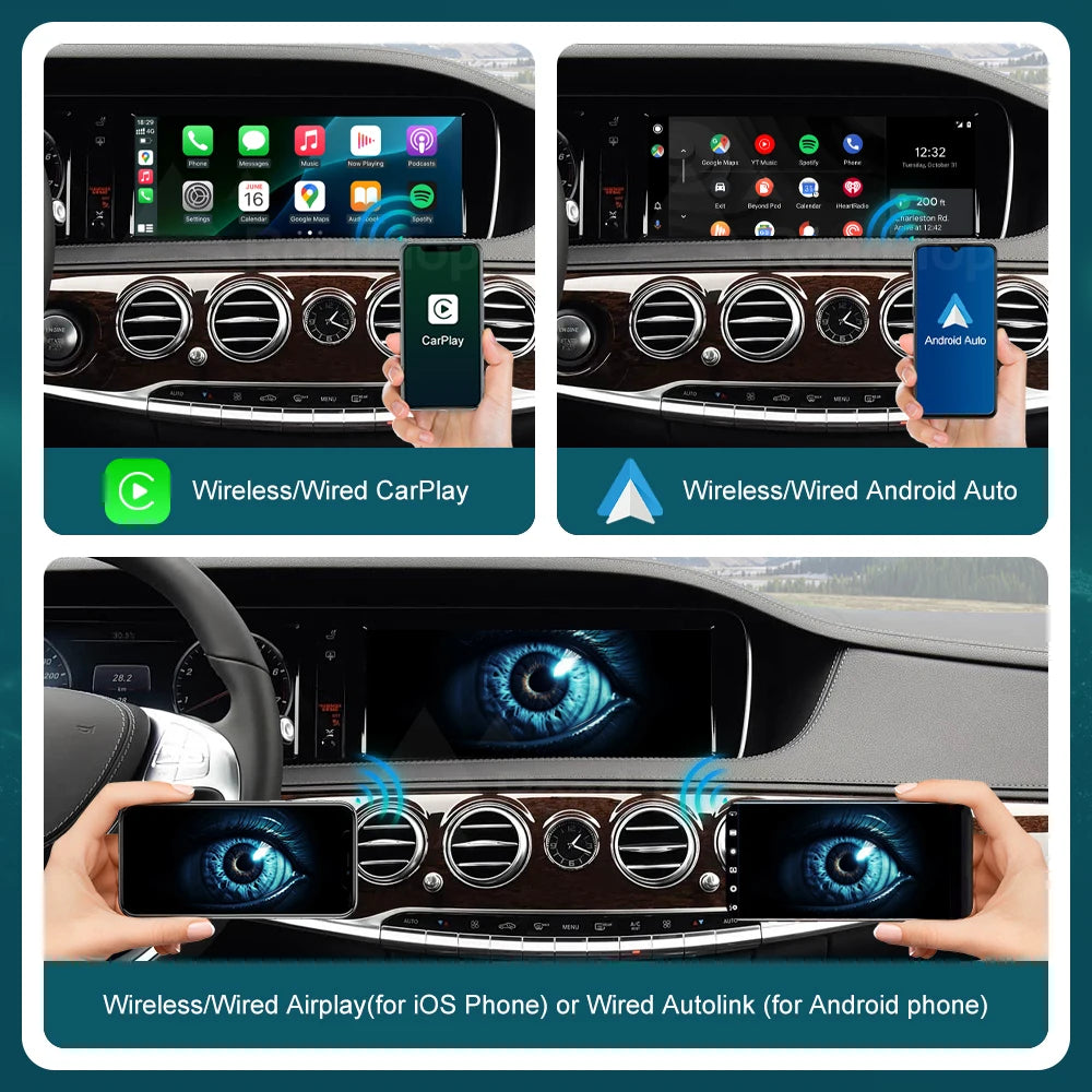 RoadTop Wireless CarPlay for Mercedes Benz GLC C W205 S Class W222 2014-2018 with Android