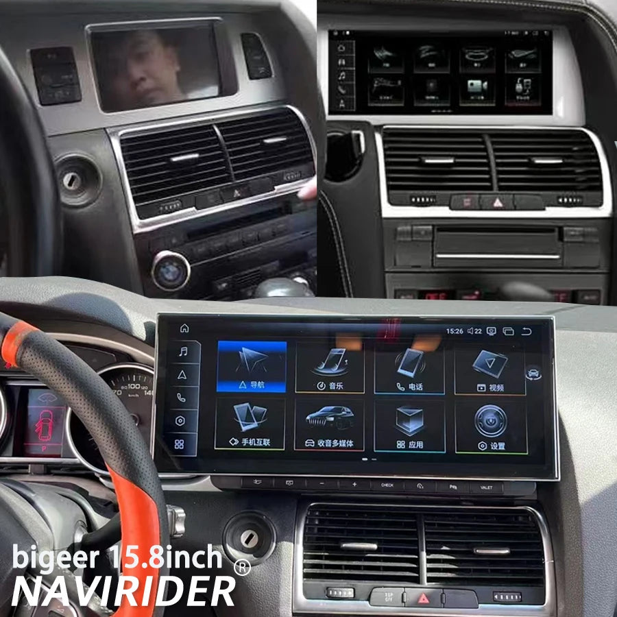 Navi QLED Screen For Audi A6 S6 RS6 Q7 SQ7 2005-2015 CarPlay Navi Navirider Android 15 New