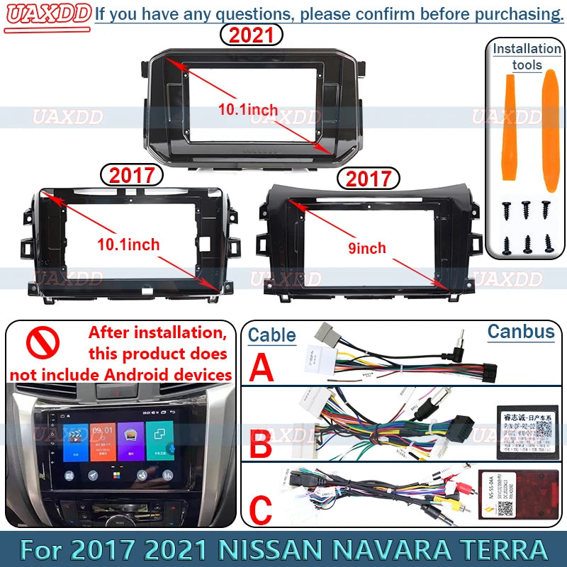 For Nissan 2017 Navara Terra 10Inch Radio Android Stereo Frame Panel Fascia Dashboard Audi