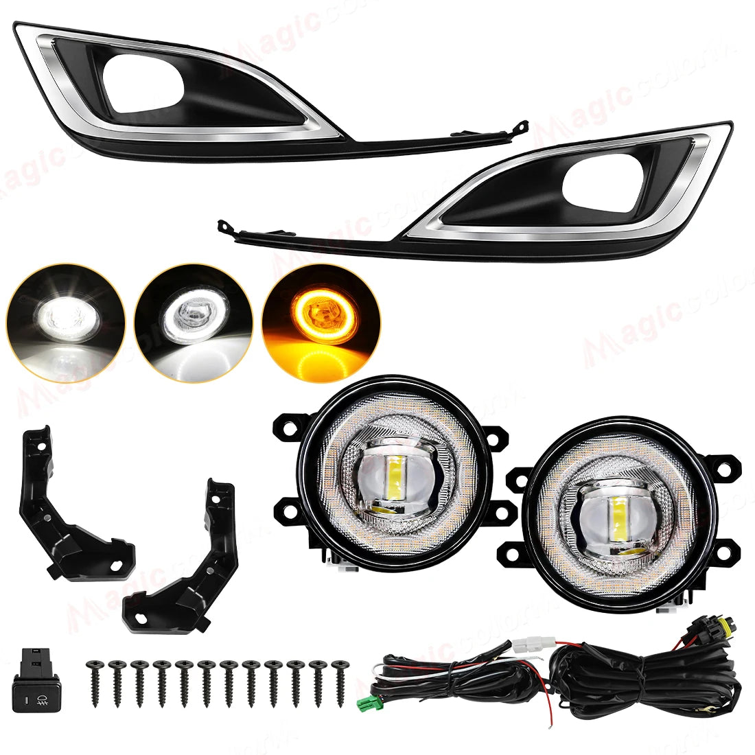 Car Fog Lamps For Toyota Noah 2018 2019 2020 2021 Front Bumper Halogen LED Daylights DRL D | AUTOKITSHOP