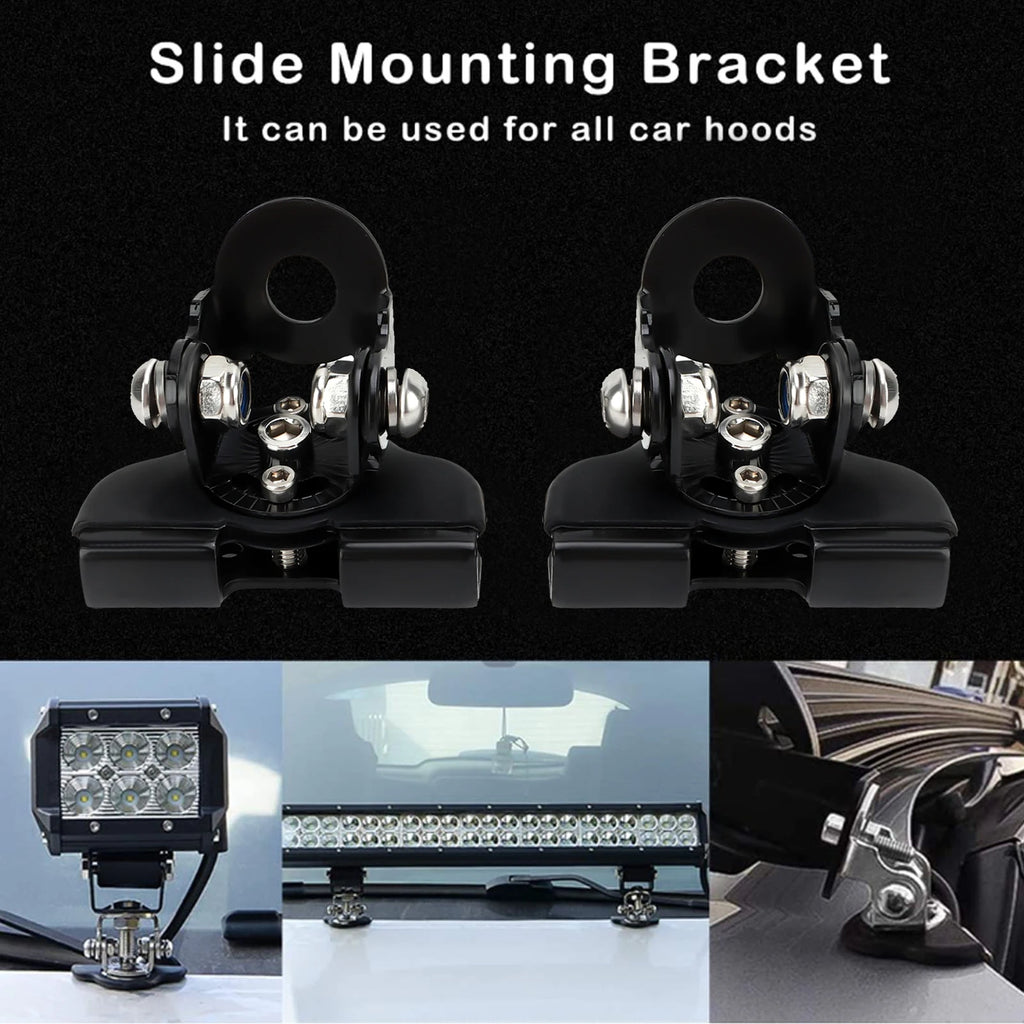Engine Hood LED Light Bar Mounting Bracket Work Light Mount Holder Base Universal for Cars Sedan - Automotive LED Light