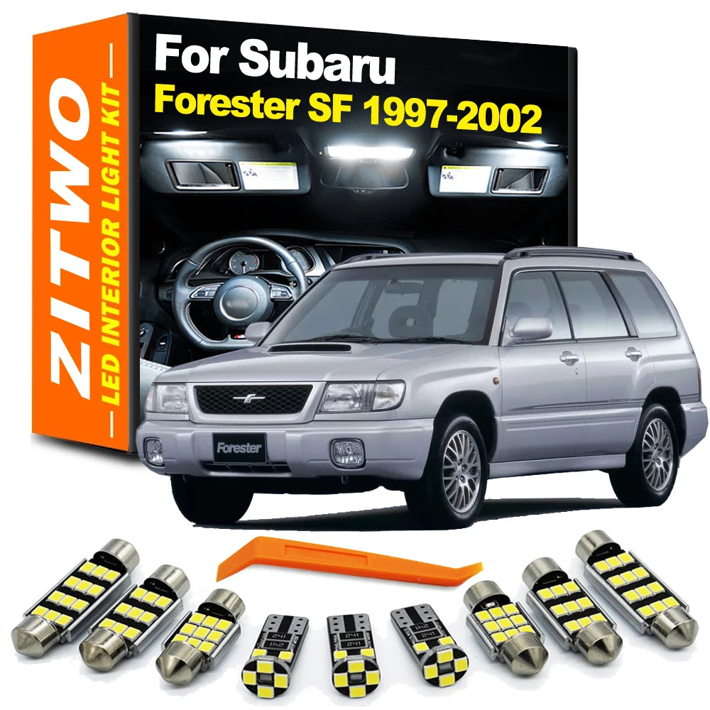 ZITWO 8Pcs LED Interior Dome Reading Map Trunk Light Plate Lamp Kit For Subaru Forester SF 1997  - Canbus LED Car Light
