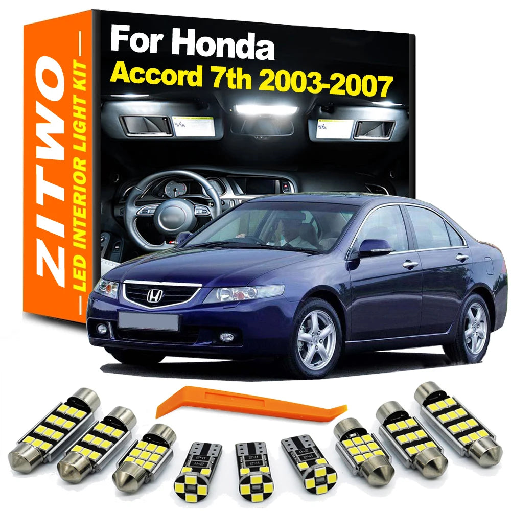 ZITWO 17Pcs Complete LED Interior Reading Light Bulb Kit For Honda Accord 7 VII MKVII MK7 7th 2003 2004 2005 2006 2007 Door Lamp
