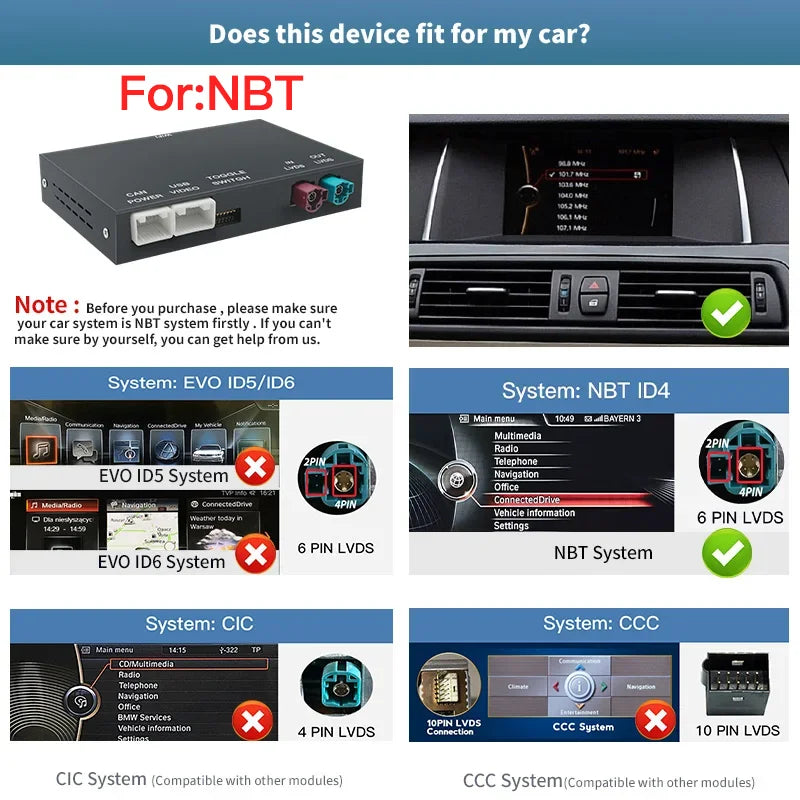 Wireless CarPlay Android Auto for BMW NBT CIC System 1 2 3 4 5 6 7 Series X1 X3 X4 X5 X6 M