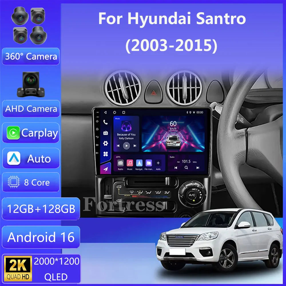 Android 16 Radio Stereo For Hyundai Santro Atos Prime 2003-2015 Auto Multimedia Player GPS