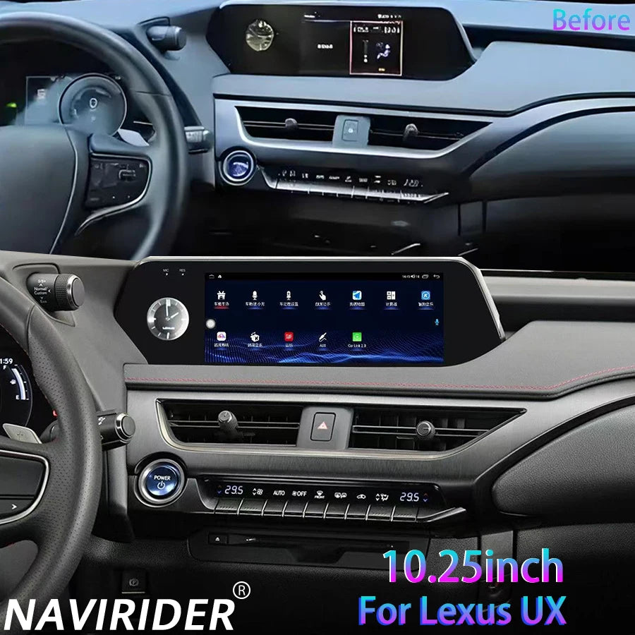 Navi BT Wireless Carplay Android 15 Qled Screen For Lexus UX250H UX260h 2019 10.25'' 256GB