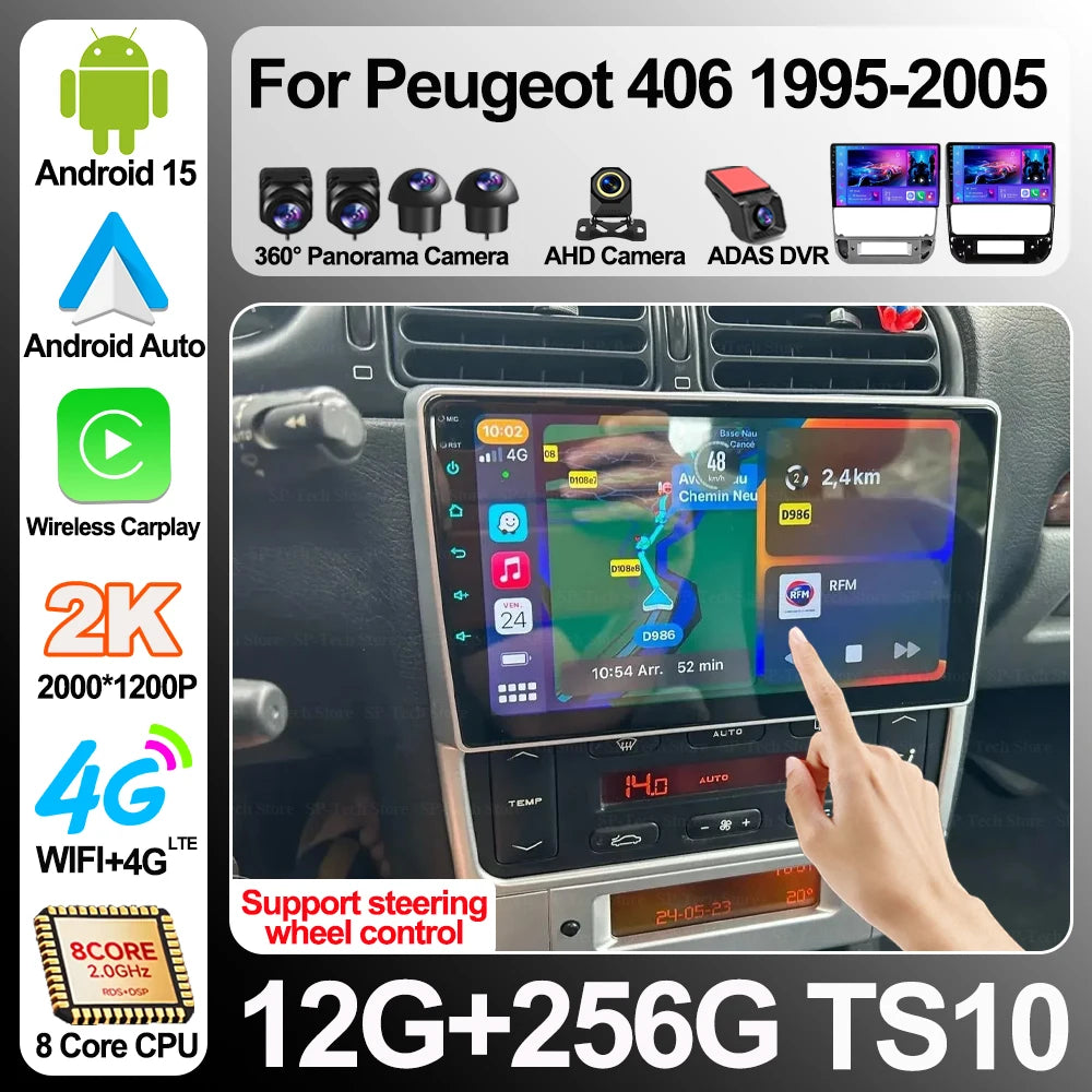 Android 16 For Peugeot 406 1995-2005 Multimedia Stereo Head Unit Radio Video Player Gps Na | AUTOKITSHOP