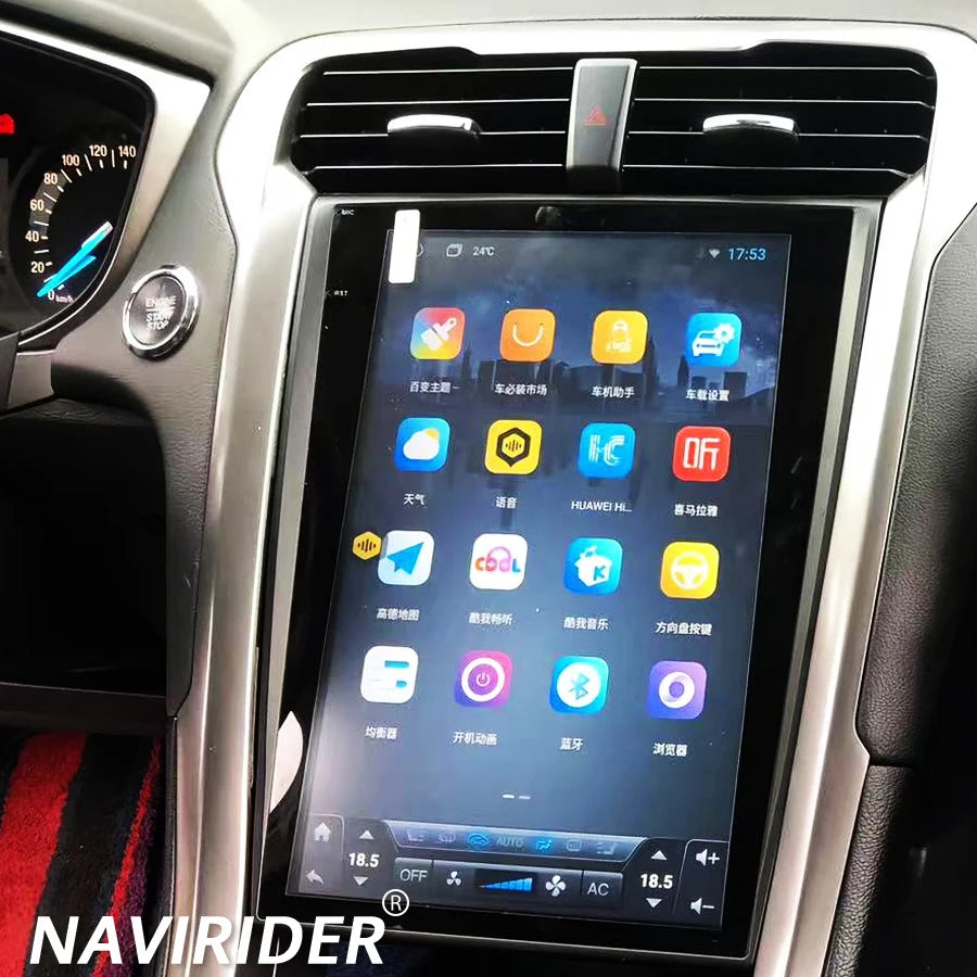 13.8inch Android 15 Car GPS Navigation Vertical Screen Stereo For Ford Fusion Mondeo 2012-