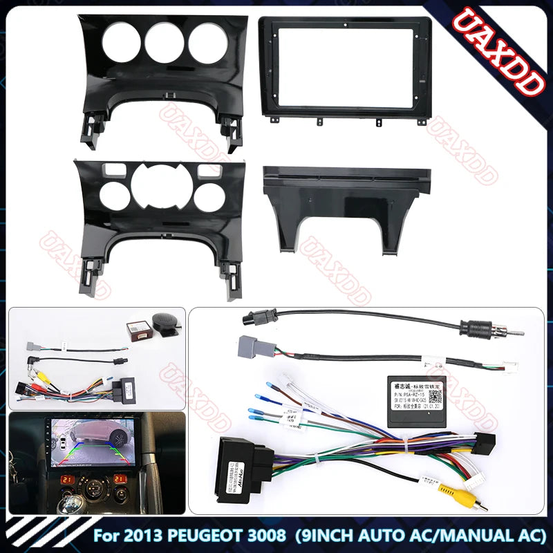 For Peugeot 2013-3008 9INCH AUTO AC/MANUAL AC Car Radio Android Stereo Audio Screen Frame